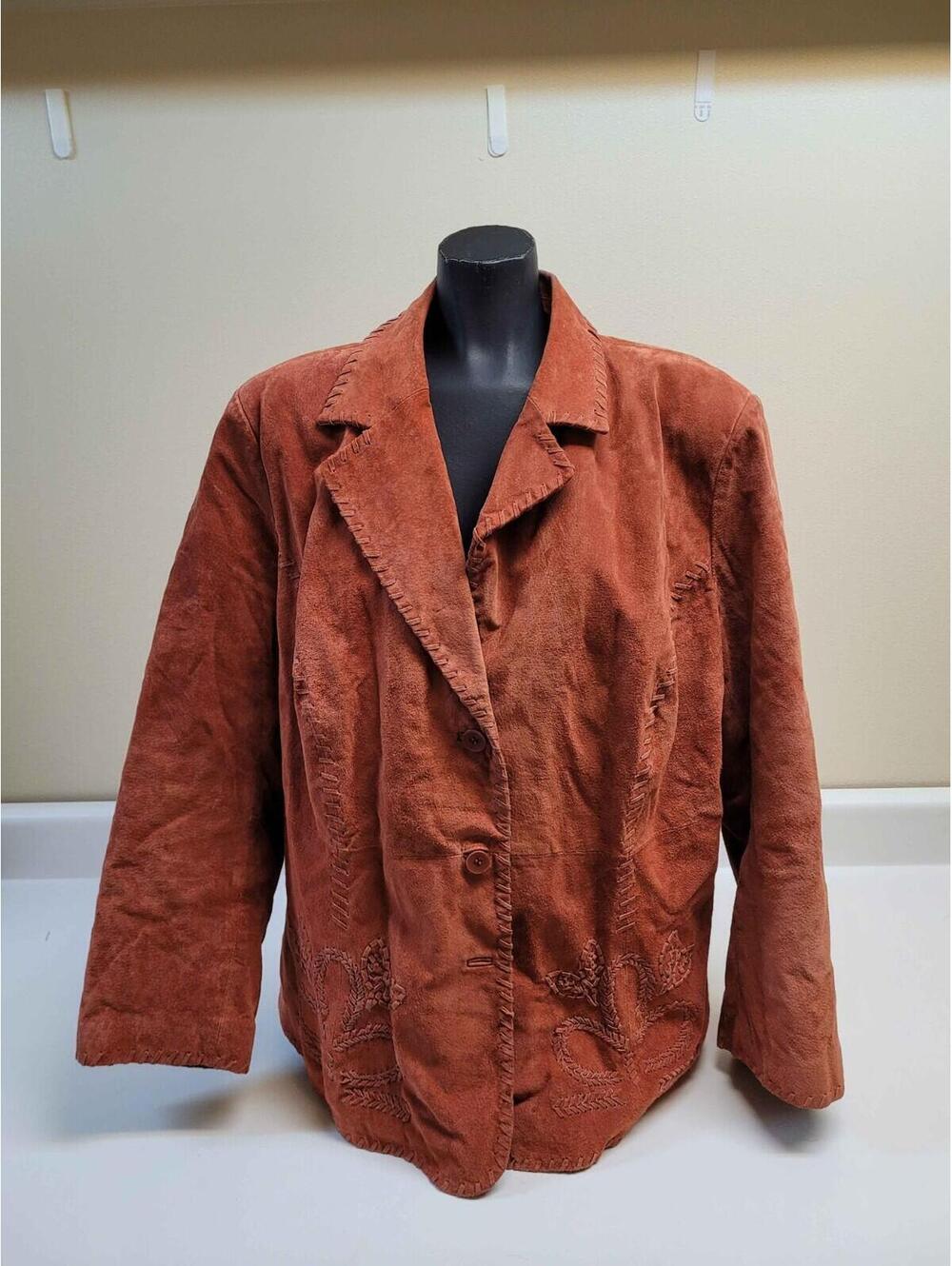 JL Studio Jessica London Boho Style Suede Leather Jacket- Burnt Orange- Size 20W